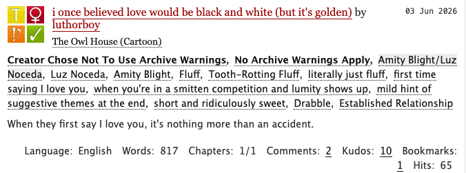 luthorboy's tweet photo. i once believed love could be black and white (but it's golden)

- short and sweet drabble
- where luz is a simp and amity is just gay to be here 

https://t.co/tvpbgT2YDD

#TheOwlHouse #Lumity https://t.co/c4unMZx3NT
