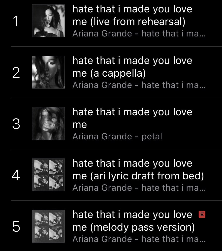 arianators_phi's tweet photo. Ariana Grande now occupies the whole top 5 of iTunes Philippines Songs with versions of ‘hate that i made you love me’ 

This is insane!! Keep buying &amp; streaming! https://t.co/iqniawjOBC
