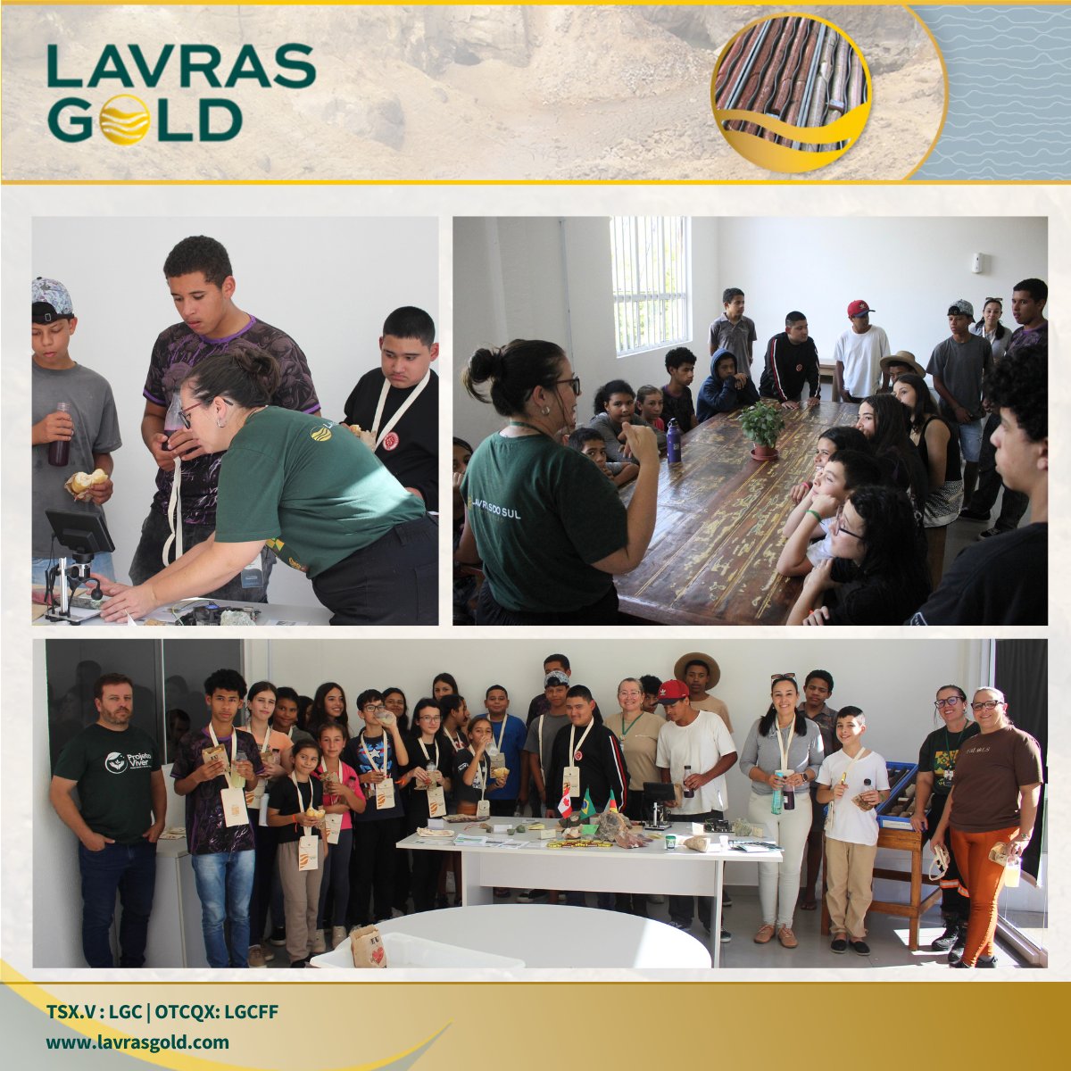 LavrasGold's tweet photo. Curiosity turned into discovery! We welcomed 60 students from Grade 6-9 to our Brazilian operations through the Open Doors Project, offering a firsthand look at our operation, mining, geology, and Lavras do Sul's rich mining heritage. #LGC #LGCFF #Gold #BrazilMining $LGC.V https://t.co/4e82IuWu3T