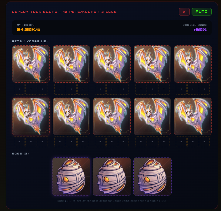 Moonlyght_eth's tweet photo. Show me your most aesthetically pleasing or chaotic @OtherEggGenesis World Raid Boss Squad using your OtherPets & OtherEggs.

Arrange your in-game lineup and share your screenshot in the 🧩raid-canvas-event Discord channel.

🎁I’ll airdrop one winner of my choosing a random Rare OtherRelic NFT.

Event ends in 24 hours.