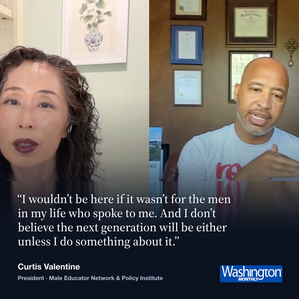 male_educators's tweet photo. "I wouldn’t be here if it wasn't for the men in my life who spoke to me. And I don’t believe the next generation will be either unless I do something about it."  - @curtiseveryday 

Representation shapes futures. MEN President Curtis Valentine sat down with @Anne_S_Kim  at The Washington Monthly to discuss the core inspiration behind our work.  
 
Listen on Spotify, Apple Podcasts, or wherever you get your podcasts. Link in thread:

@RealMenTeach2 @aibm_org  @monthly