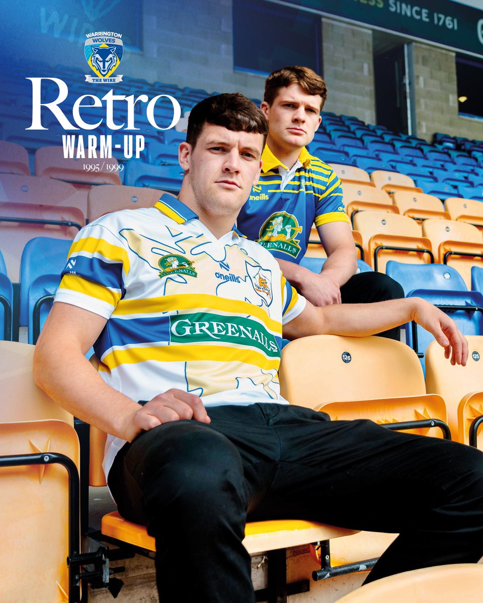 WarringtonRLFC's tweet photo. Introducing our 2026 Retro Warm-Up Tees 🐺

Chosen by fans at our recent forum and limited to just 200 of each design - available now online and in-store!