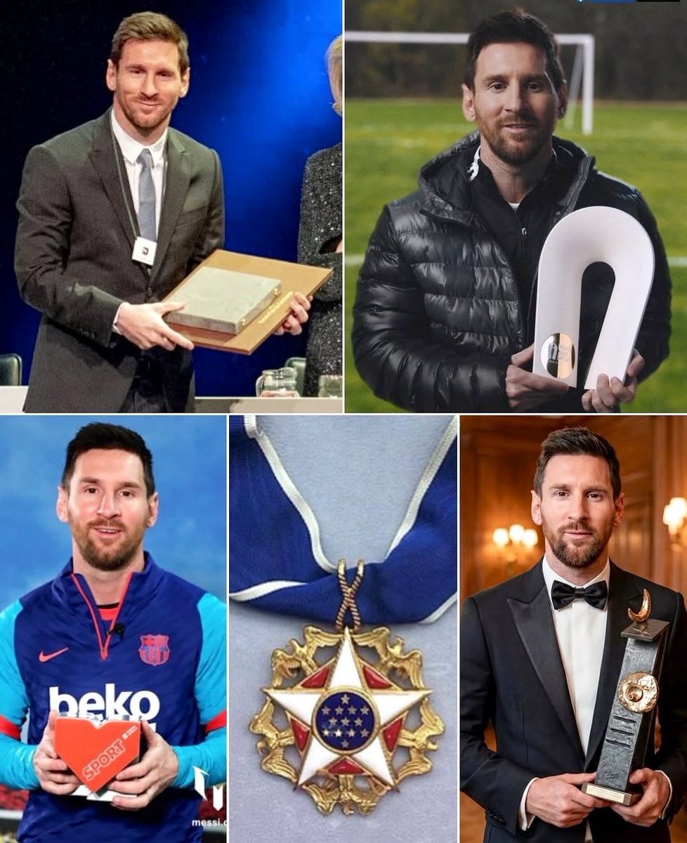 CulersPro's tweet photo. 🏅🚨: Honorary awards received by Lionel Messi for his impact to sport, society, culture, and human values:

Creu de Sant Jordi, 2019
Peace of the Year Award, 2020
International Values Award, 2021
Presidential Medal of Freedom, 2025
Princess of Asturias Award for Sports, 2026 https://t.co/76lmEOxpFa