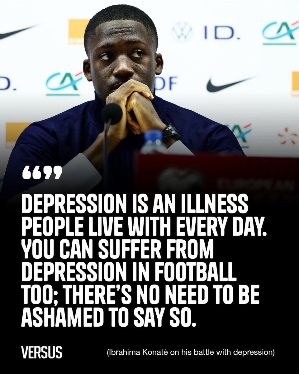 vsrsus's tweet photo. Ibrahima Konaté deserves respect for shedding light on his battles with depression. Speaking ahead of the World Cup, the French defender detailed how the deaths of former teammate Diogo Jota and his father after a long battle with illness affected him. https://t.co/rgGywB2njy
