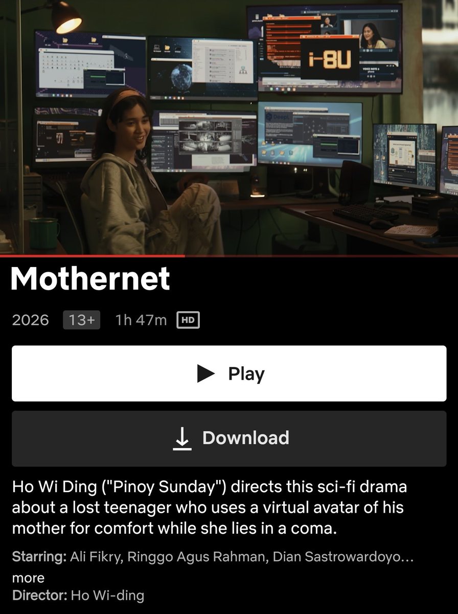 HabisNontonFilm's tweet photo. MOTHERNET (ESOK TANPA IBU) udah tayang di Netflix!

Film Indonesia yang punya vibes kayak BLACK MIRROR nih. https://t.co/GMzeEfwG4A