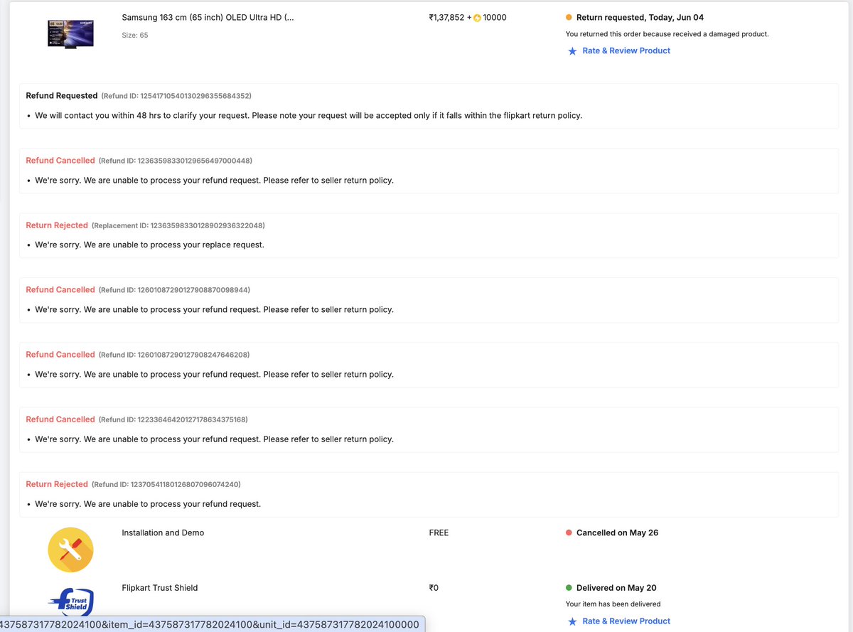 AkashTaneja19's tweet photo. This is how understanding I have been all this while. I call support everyday, they promise they will resolve the issue, raise a refund request, and the pick up agent cancels it while providing false information that doorstep quality check failed, while they never showed up at my door, not even once.