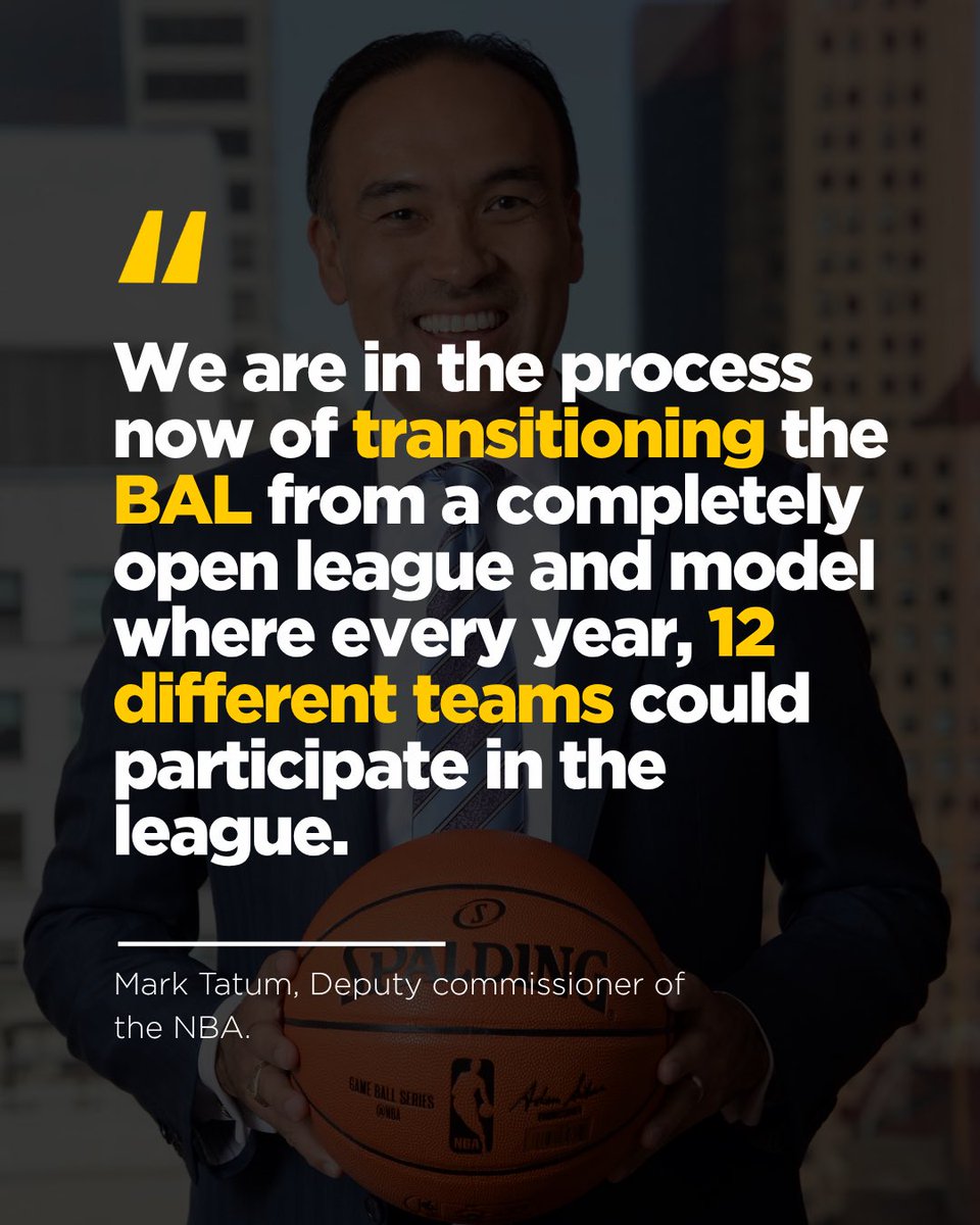 nkotanyidamas's tweet photo. NBA Deputy Commissioner Mark Tatum has hinted at a major shift for the Basketball #Africa League (BAL), revealing plans for a semi-closed franchise model with 10 permanent teams and two annual qualifying spots.

#Rwanda https://t.co/LWKjqrCold