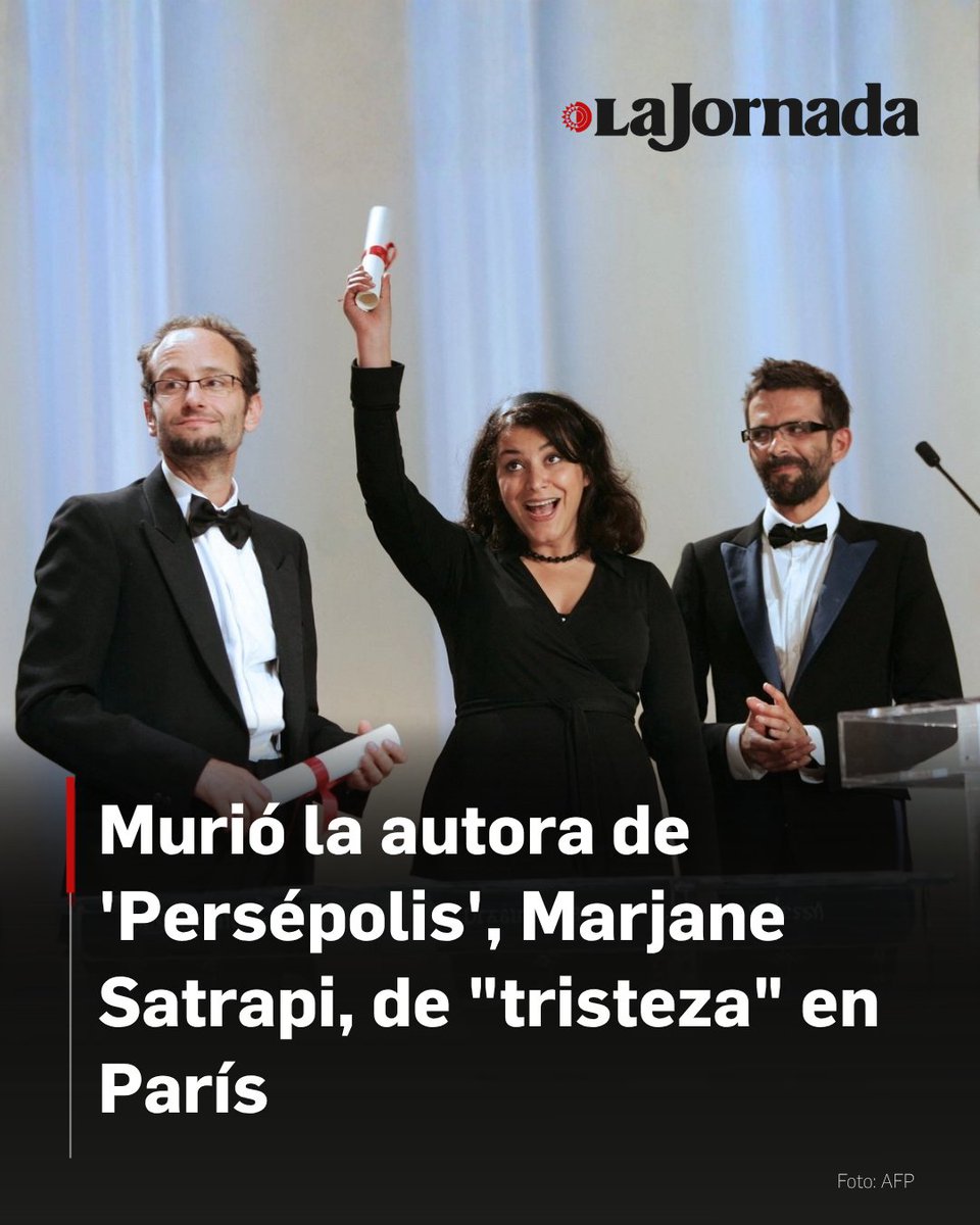 lajornadaonline's tweet photo. La célebre escritora, ilustradora y cineasta francoiraní Marjane Satrapi, mundialmente conocida por ser la autora de la novela gráfica Persépolis, falleció a los 56 años de edad en su residencia de París tras un prolongado deterioro anímico derivado de la muerte de su esposo, Mattias Ripa, ocurrida un año atrás.

El deceso de la artista, confirmado por su entorno familiar bajo la premisa de que "murió de tristeza", generó consternación en los círculos culturales de Europa, particularmente en Francia, nación que la acogió en el exilio desde 1994.

Más información en: https://t.co/YEMoArX5wI