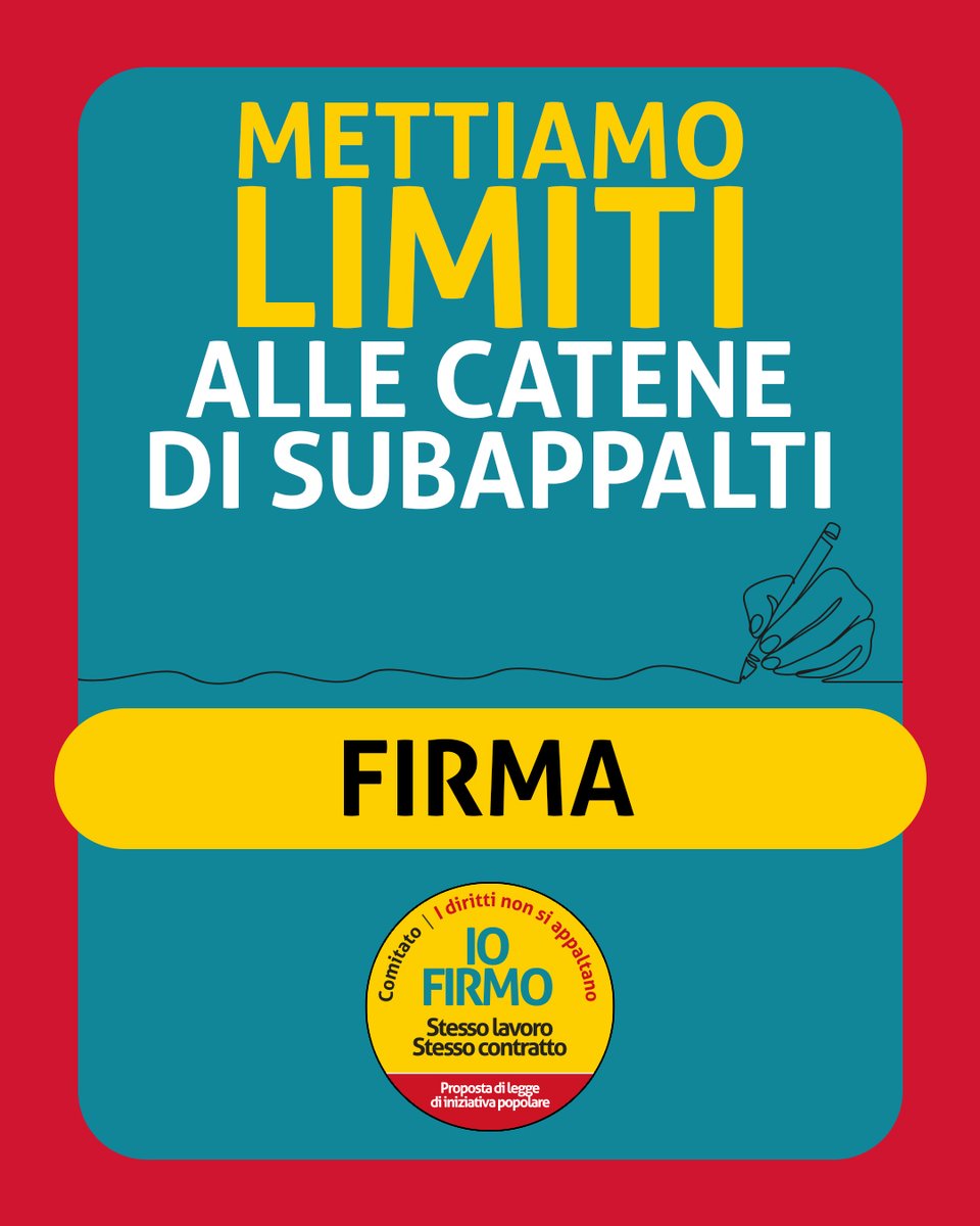 cgilnazionale's tweet photo. La maggior parte degli infortuni e delle violazioni di legge o dei contratti collettivi di lavoro, e i maggiori tentativi di infiltrazioni da parte di mafie e criminalità organizzata, avvengono lungo la catena dei subappalti. Proponiamo che il subappalto sia vietato nei settori o territori dove i rischi sono maggiori. Chi prende un appalto deve poter essere in grado di svolgerlo, almeno per la gran parte, direttamente.

Firma nei banchetti in piazza o digitalmente la proposta di legge di iniziativa popolare.

Approfondisci i contenuti qui
👉 https://t.co/Nl7YHsLQQr