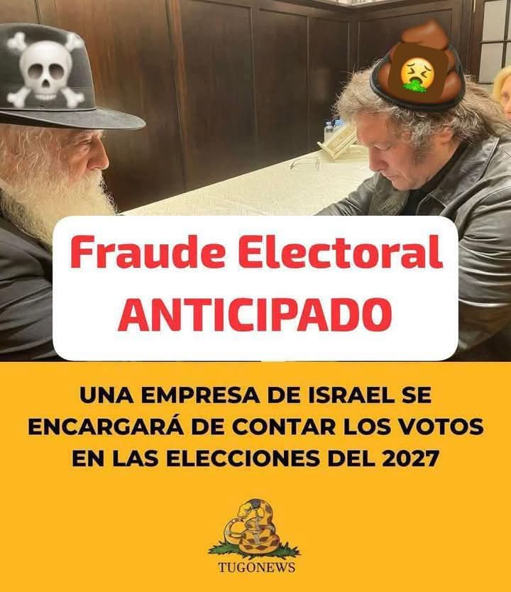 Gabriel59ok1's tweet photo. SE ESTAN PREPARANDO PARA ROBAR LOS VOTOS DE LOS ARGENTINOS 
El sionismo y los Yanquis van a ser todo lo posible para mantener al felpudo de presidente. Con cuatro años más tendremos la argentina convertida totalmente en colonia y en ves de Alemania nos vamos a parecer a Africa. https://t.co/91WLrzduWk