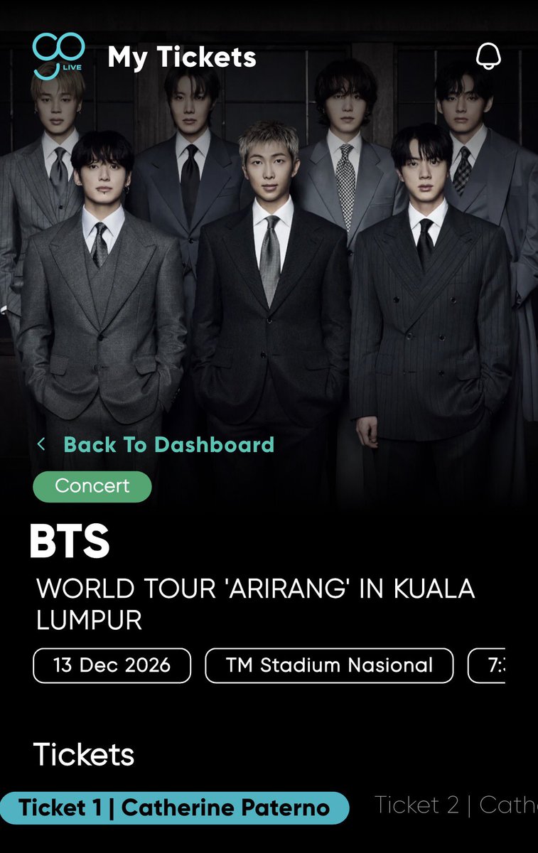 catpaterno's tweet photo. Last-ditch effort and my ever reliable @HappyTixPasabuy secured it! For the nth time, thank you so much... 😘❤️@happysehunnie 🌸 #ProofsByKy 
#방탄소년단 #BTS
#BTS_WORLDTOUR_ARIRANG 
#BTS_WORLDTOUR_ARIRANG_KUALALUMPUR https://t.co/EaruZa66Pv