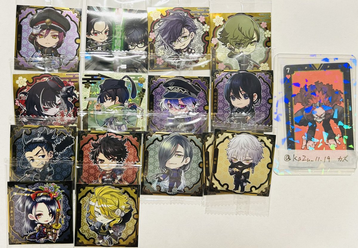 KaZu_11_19's tweet photo. @0
刀剣乱舞 ウエハース にふぉるめーしょん 交換

譲：面影 篭手切＆豊前 明石 鶯丸 京極 石切丸 源清麿 鯰尾 日本号 陸奥守 青江 鳴狐2 次郎 獅子王
求：第三弾 後家 シクレ2種 各1

郵送または博多手渡し
比率違い相談可
検索からもお気軽にお声掛けください🙇‍♂️ https://t.co/7D4g9ZGc41