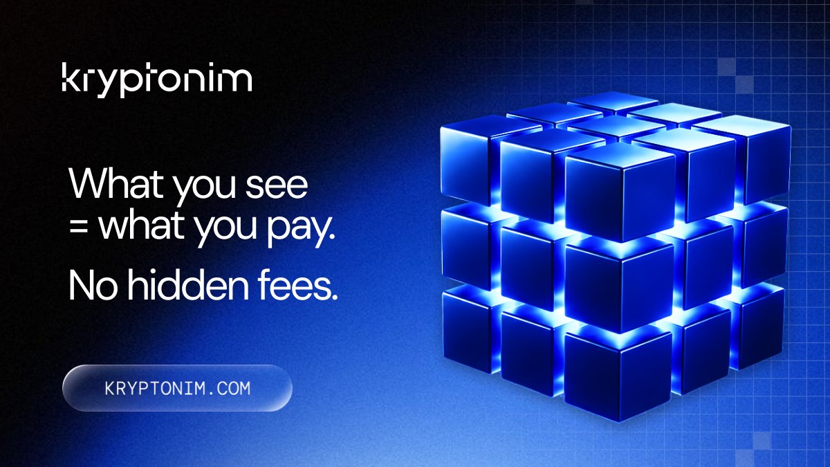 Kryptonim__'s tweet photo. Some platforms show you a "low fee" – then add processing charges, spread markups, and network surcharges at checkout.

On Kryptonim:
✅ 2% commission in the EU
✅ 4% outside the EU
✅ What you see = what you pay

No fine print. No surprise at the final screen.

👉 https://t.co/xQRSjVNaUy