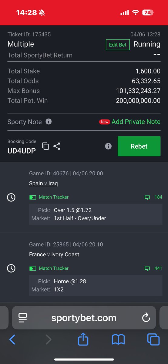 drdtipster's tweet photo. 1600 to return 200 Million 

UD4UDP

Bet now, or miss this life changing win. 

#sporty #sportybet https://t.co/ZOGQc9Bacf