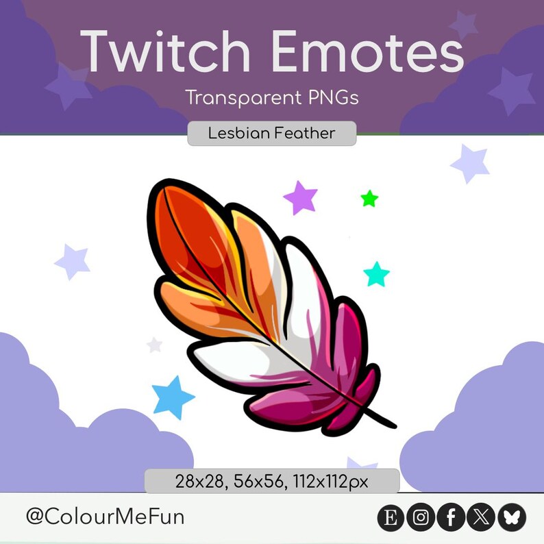 ColourMeFun's tweet photo. ✨ New Pride Feathers emotes are here! 🪶🌈

Inspired by the idea of spreading your wings and embracing who you are, these designs celebrate Pride, community, and inclusion.

Available now on Etsy! 💖

#PrideMonth #PrideArt #EmoteArtist https://t.co/P9OAbJBq9P