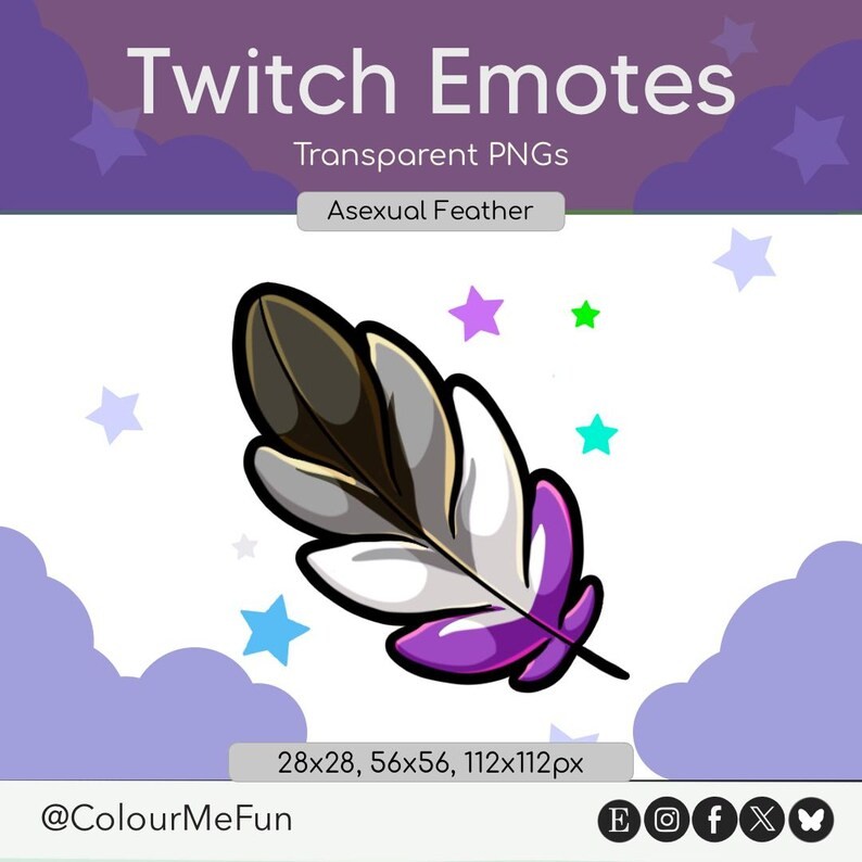 ColourMeFun's tweet photo. ✨ New Pride Feathers emotes are here! 🪶🌈

Inspired by the idea of spreading your wings and embracing who you are, these designs celebrate Pride, community, and inclusion.

Available now on Etsy! 💖

#PrideMonth #PrideArt #EmoteArtist https://t.co/P9OAbJBq9P