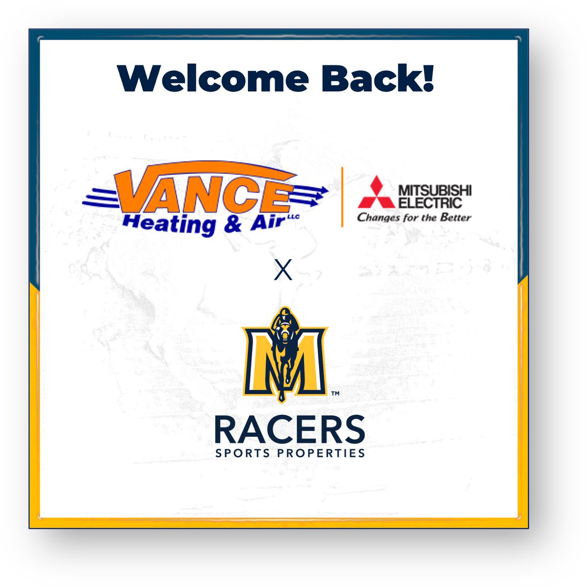 RacersSportsPro's tweet photo. We are excited to Welcome back Vance Heating &amp; Air as a partner for the upcoming athletics season. Vance Heating &amp; Air will have some new advertising at football and soccer along with featured advertising at basketball and softball. #GoRacers 🏇 https://t.co/zGgsmxN0f4