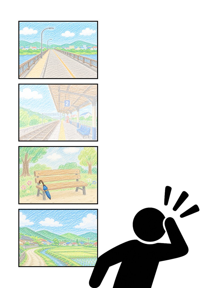 ベンチに忘れた!
#現代4コマ 