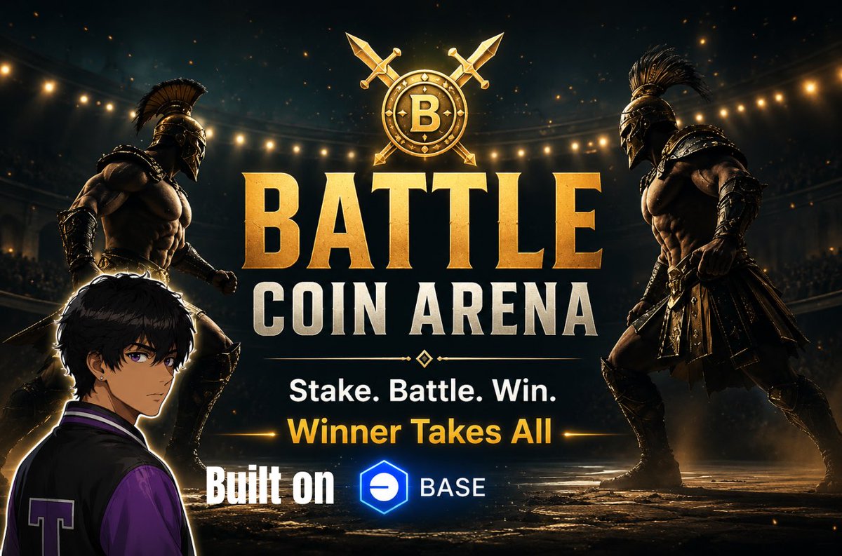 timeless243's tweet photo. I came across a platform on Base that turned crypto battles into something surprisingly simple.

It is where player:

- Pick a token
- Enter a battle
- Wait for an on-chain result

Then winner takes the pot.

Sounds simple enough but it raises an important question:

If two strangers put money into the same battle, who decides the winner?

That platform is @BattleCoinArena ⚔️

A platform built around transparent on-chain battles where the blockchain, not a human, decides the outcome.

Here’s how it works 🧵👇