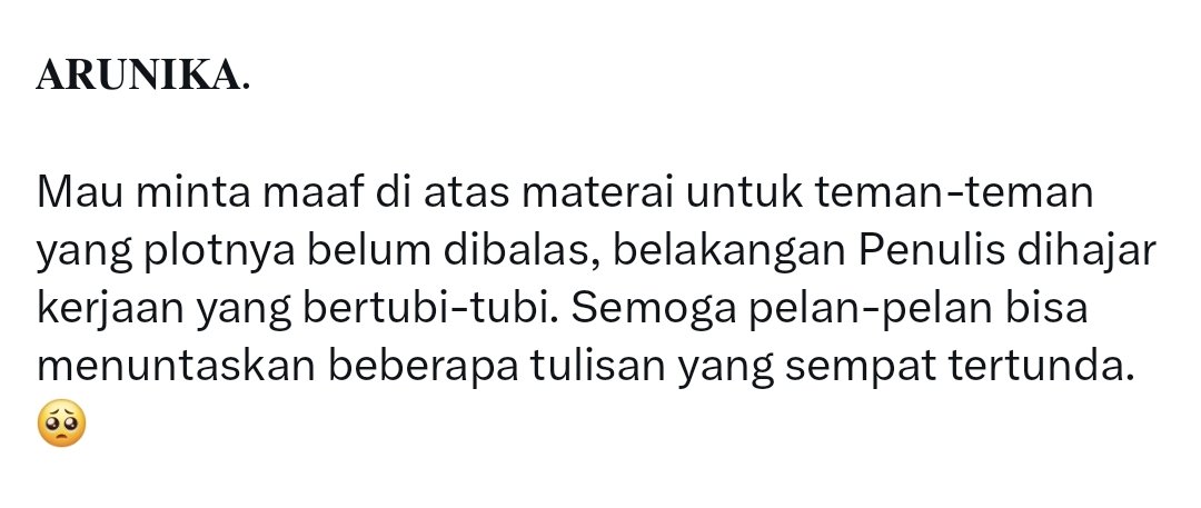 MERAMYAMU's tweet photo. ͏
͏
𝗟𝗜𝗡𝗧𝗔𝗡𝗚.
Nimbrung cuitannya Runi. Maaf atas segala interaksi yang belum terbalas juga, ya. Ternyata jadi we-en-i segedebak-gedebuk ini belakangan. Sehat selalu buat teman-teman semua.
͏
͏ https://t.co/loWrM2lJvJ