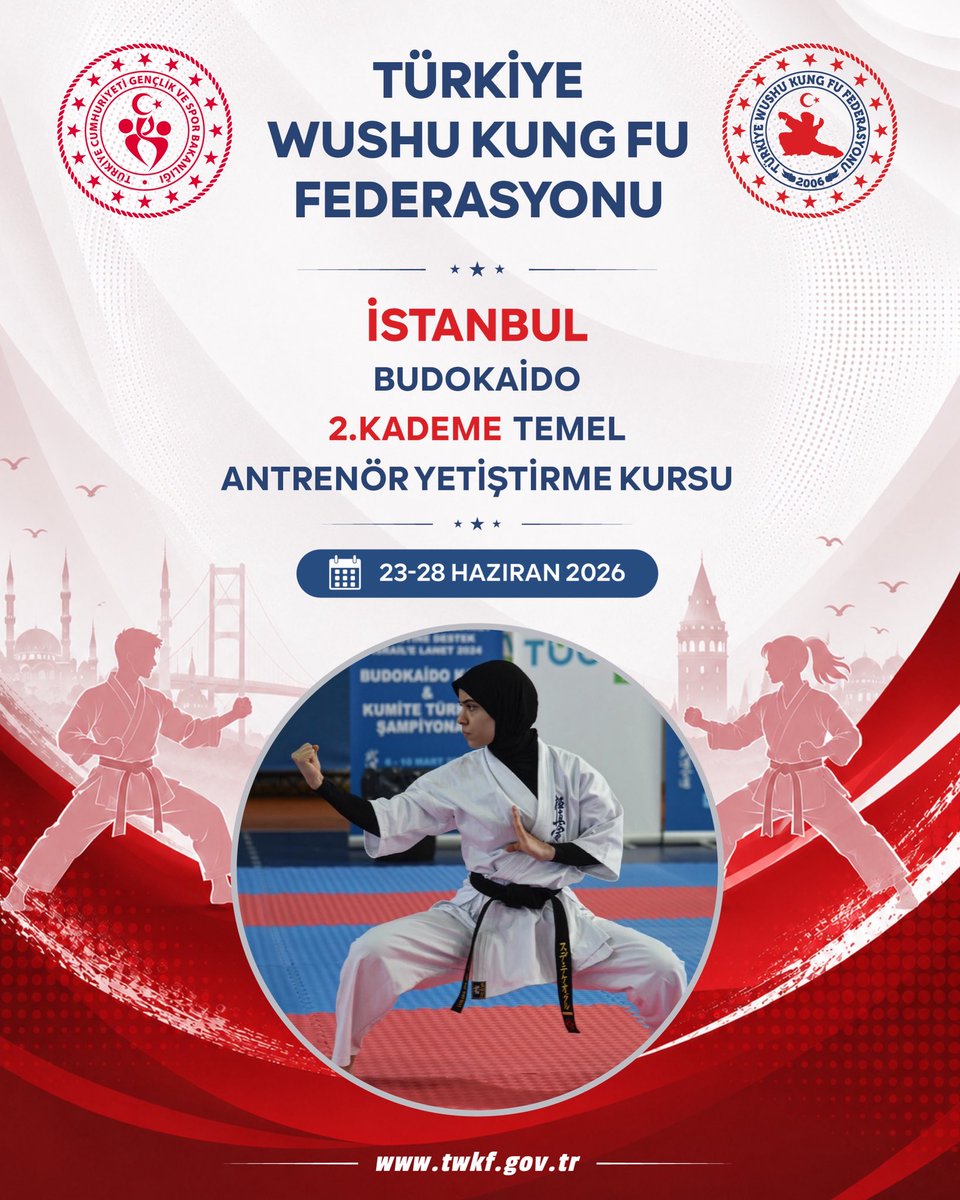 twfgovtr's tweet photo. Türkiye Wushu Kungfu Federasyonu Budokaido 2. Kademe Temel Antrenör Yetiştirme Kursu
📍 İstanbul
📅 23-28 Haziran 2026 https://t.co/lUTGEpboHD