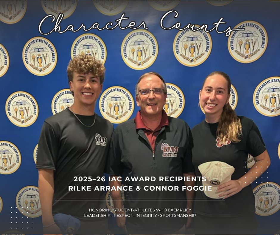 om_schools's tweet photo. 🏅 Congratulations to Rilke Arrance and Connor Foggie, Odessa-Montour's 2025–26 IAC Character Counts Award recipients!

Recognized for their leadership, respect, integrity, and sportsmanship. https://t.co/GRwetMSou7