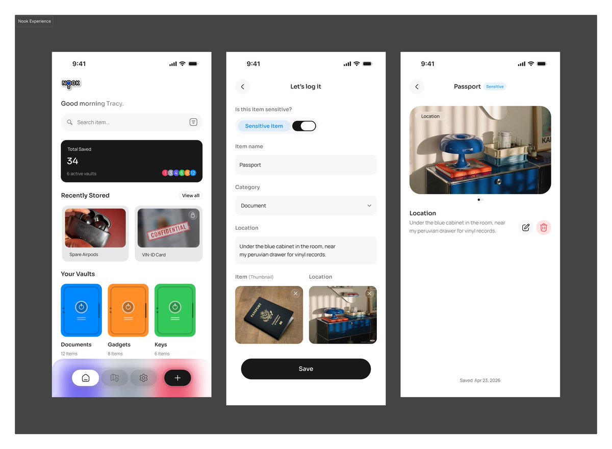 Cryptbec's tweet photo. A physical item tracking interface 

Log it 
Search it 
Find it.

Nook. 

#UIUX  a fun personal project. https://t.co/Yxxqwl9Tfg