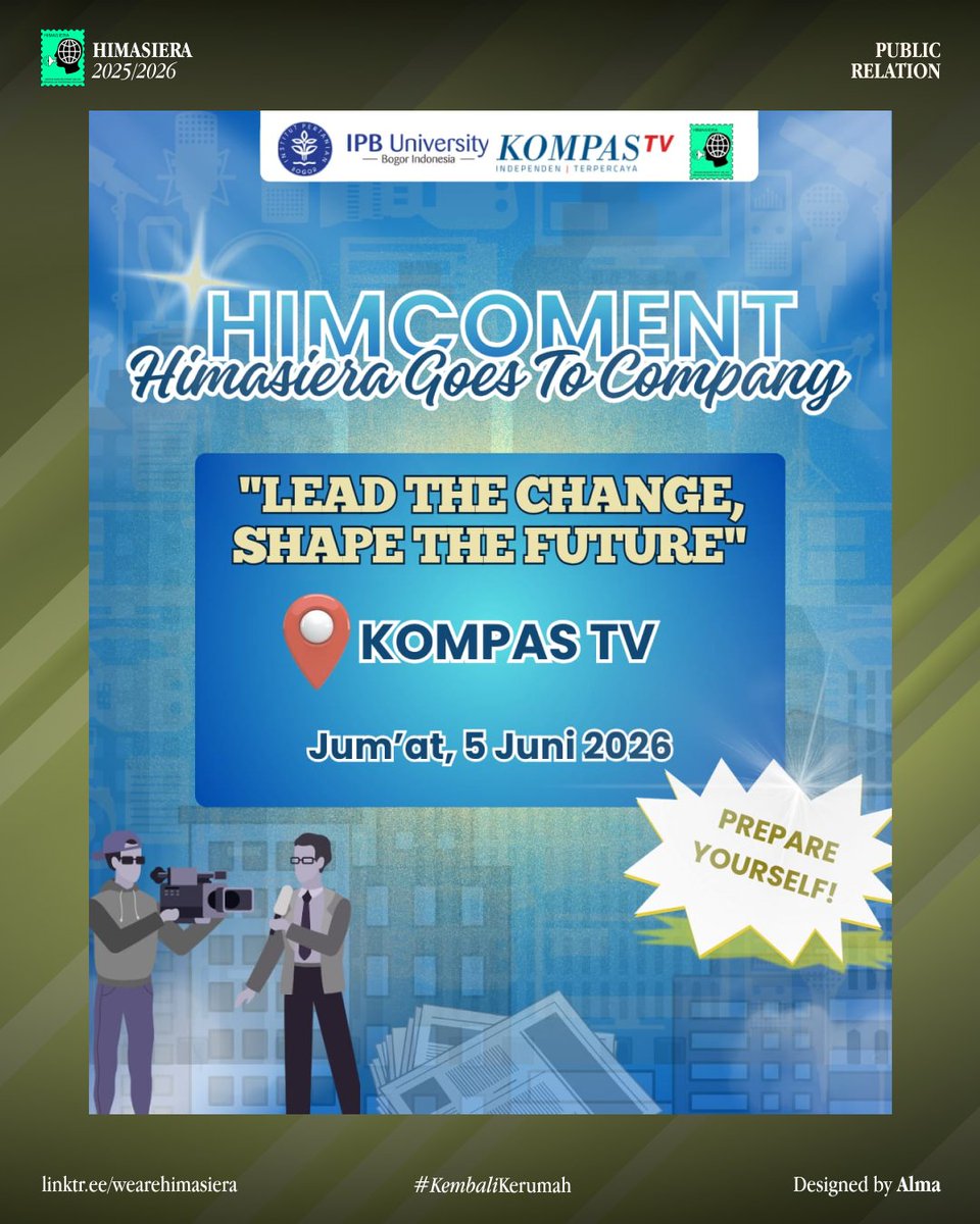 HIMASIERA's tweet photo. [𝐇𝐈𝐌𝐀𝐒𝐈𝐄𝐑𝐀 𝐆𝐎𝐄𝐒 𝐓𝐎 𝐂𝐎���𝐏𝐀𝐍𝐘 &amp; 𝐆𝐎𝐕𝐄𝐑𝐍𝐌𝐄𝐍𝐓 𝟐𝟎𝟐𝟔]

Halo, Sahabat Siera! 
Di edisi kali ini, tujuan kunjungan kami adalah 𝗞𝗼𝗺𝗽𝗮𝘀 𝗧𝗩! Tempat berita diproduksi dengan independen dan terpercaya 😉🎙️

📌 Jumat, 5 Juni 2026
📍 Menara KompasTV https://t.co/Qu2qMLa5b1