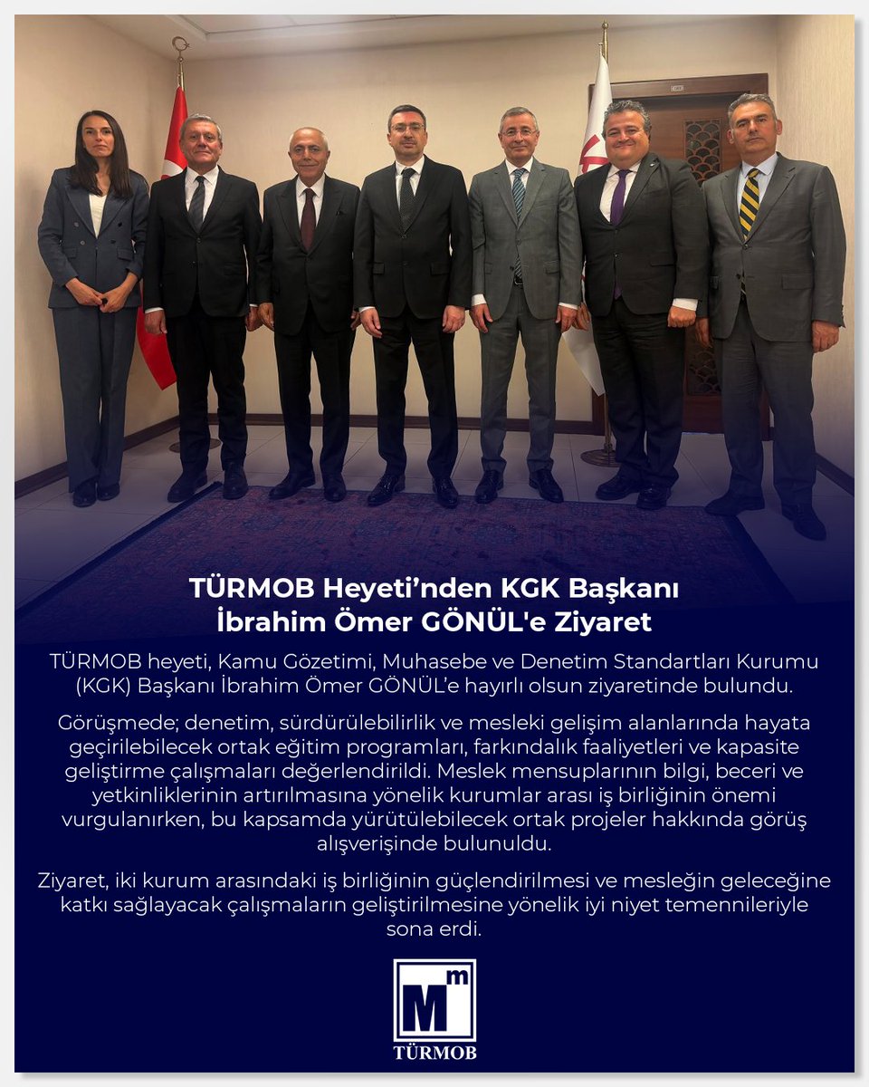 turmob's tweet photo. TÜRMOB Heyeti’nden KGK Başkanı İbrahim Ömer GÖNÜL'e Ziyaret

TÜRMOB heyeti, Kamu Gözetimi, Muhasebe ve Denetim Standartları Kurumu (KGK) Başkanı İbrahim Ömer GÖNÜL’e hayırlı olsun ziyaretinde bulundu.

Görüşmede; denetim, sürdürülebilirlik ve mesleki gelişim alanlarında hayata geçirilebilecek ortak eğitim programları, farkındalık faaliyetleri ve kapasite geliştirme çalışmaları değerlendirildi. Meslek mensuplarının bilgi, beceri ve yetkinliklerinin artırılmasına yönelik kurumlar arası iş birliğinin önemi vurgulanırken, bu kapsamda yürütülebilecek ortak projeler hakkında görüş alışverişinde bulunuldu.

Ziyaret, iki kurum arasındaki iş birliğinin güçlendirilmesi ve mesleğin geleceğine katkı sağlayacak çalışmaların geliştirilmesine yönelik iyi niyet temennileriyle sona erdi.

#türmob