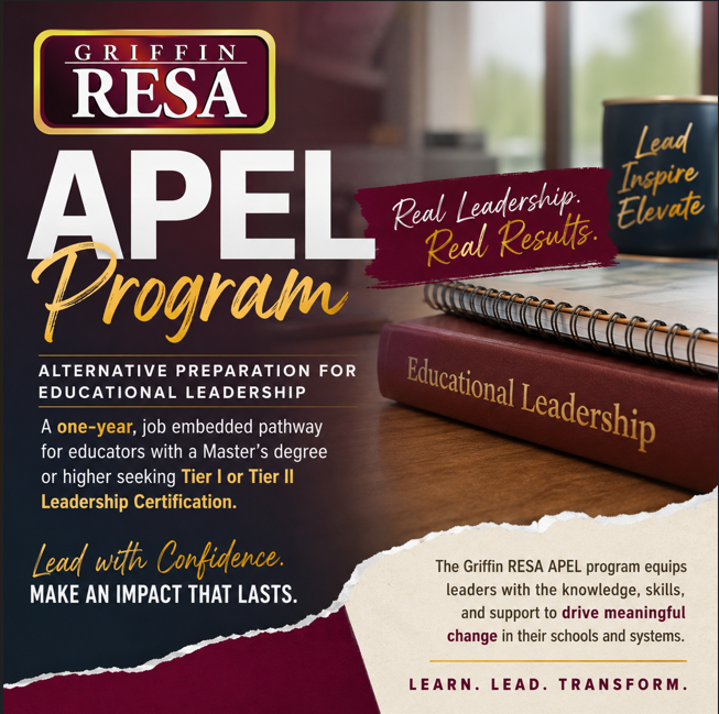 tryanmeeks's tweet photo. Take your leadership journey to the next level.  Gain Georgia Educational Leadership Certification with the Griffin RESA APEL Program.  For more information, visit https://t.co/5ANeRZKLXl or email apel@griffinresa.net https://t.co/1sfBQp5FDu