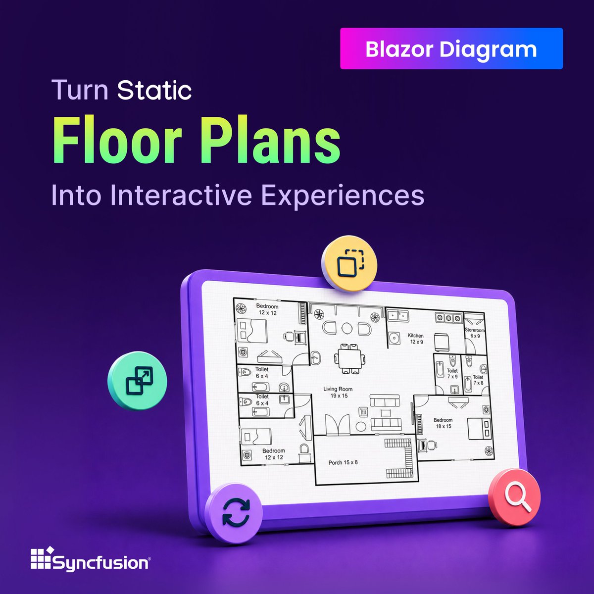 Syncfusion's tweet photo. Still showing floor plans as static images? 👀

With Syncfusion Blazor Diagram, users can build interactive floor planners with drag-and-drop rooms, walls, and furniture, dynamic room resizing, object positioning, zooming, and alignment support.

Build interactive floor planning experiences directly inside your Blazor web application.

👉 Explore: https://t.co/9AXoMXOdj3

#Blazor #Diagram #WebDevelopment #Developers #Syncfusion