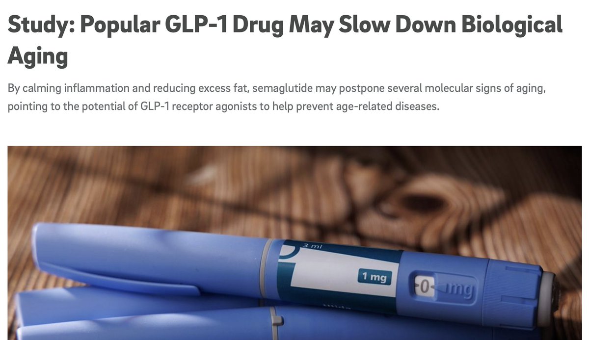 kimmonismus's tweet photo. GLP-1 agonists increasingly look like miracle drugs. Every day, we seem to uncover another potential benefit.

Now, a new study suggests they may even slow biological aging. https://t.co/1u3SJ2rPSM