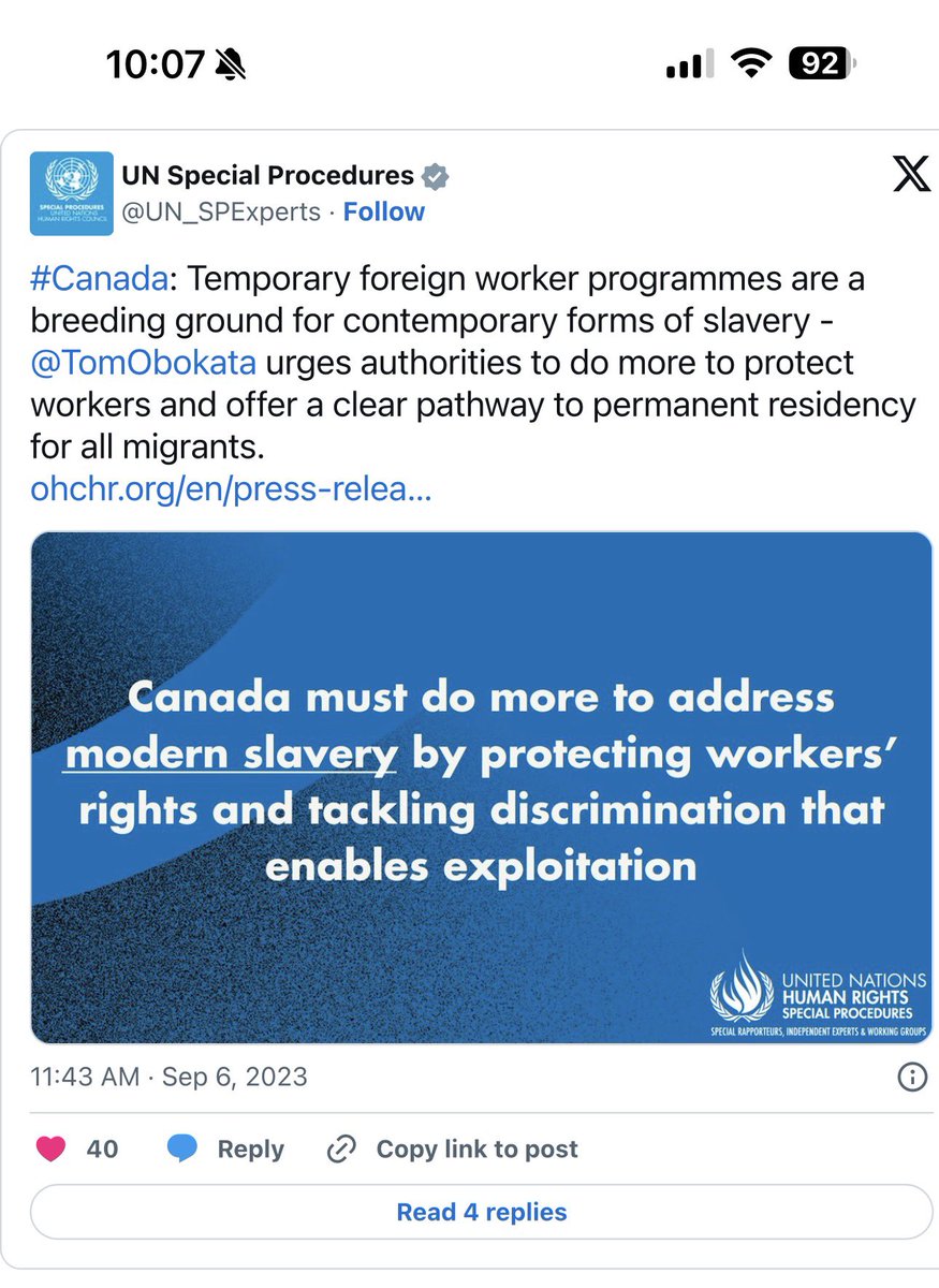 GregBecause's tweet photo. @RodAVanier What do you think about Canada’s slavery?
As reported by the UN
That’s a temporary foreign workers program https://t.co/fmFr4mDN13
