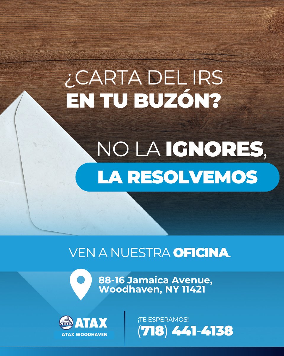 JRLoubriel's tweet photo. Si recibiste una carta del IRS en tu correspondencia, no te preocupes, podemos ayudarte. 🤝

Nuestro equipo está completamente capacitado para manejar tu caso y ayudarte a implementar una solución efectiva de forma inmediata para que el estrés no sea un problema.

Si este es... https://t.co/EhVPxzT6Ma