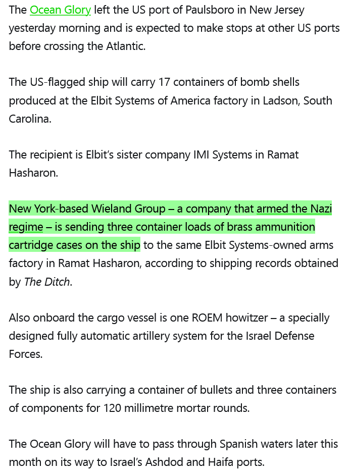 Blaze_SW19's tweet photo. Weapons and bombs for Apartheid israel (Terrorist Nation) to be delivered on ship from Spanish port: https://t.co/5x7tgbGmfV https://t.co/xZ3EjY1jJB