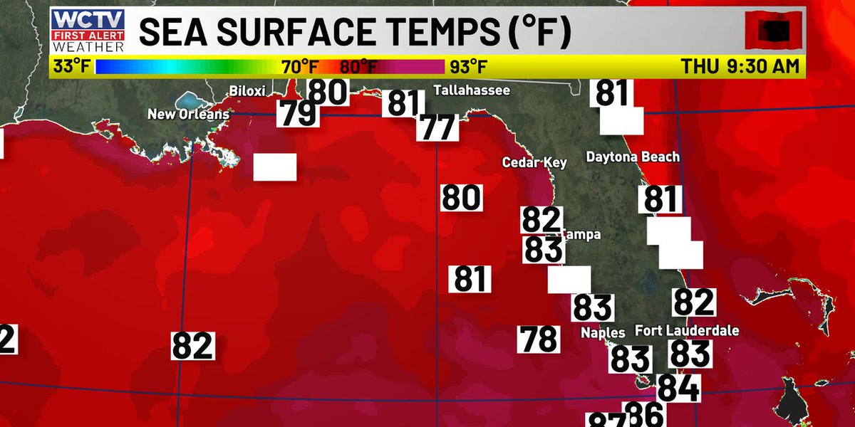 WCTVFirstAlert's tweet photo. Here are current water temperatures in the Gulf. #FLwx https://t.co/eb250mEQJi