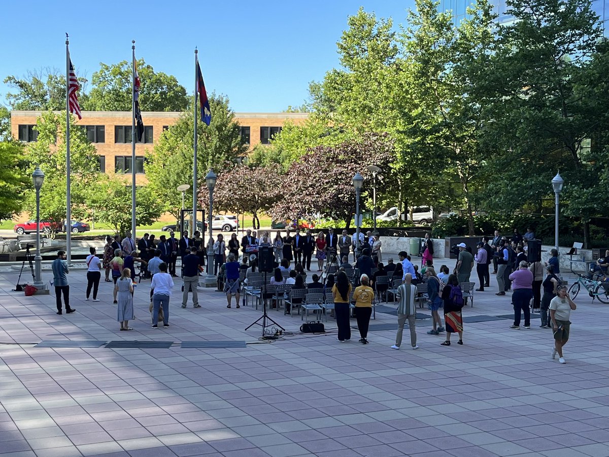MCDOTNow's tweet photo. @MontCoExec and @CMEvanGlass, along with members of the County Council and community leaders, are currently hosting the County’s eighth annual Pride Flag Raising Ceremony in #RockvilleMD. @MontgomeryCoMD @RideOnMCT #PrideMonth2026 #Pride #ridewithpride https://t.co/mSfsZFSfcV
