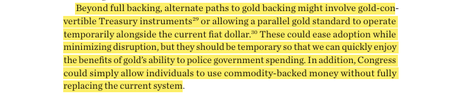 GreyRabbitFin's tweet photo. Kevin Warsh the newly appointed Federal Reserve Chair has quietly brought on a key adviser who authored the Project 2025 chapter on the Federal Reserve. 
That adviser is Paul Winfree.

Here is an excerpt from the 900 page "Mandate for Leadership: The Conservative Promise 2025” published by The Heritage Foundation. Chapter 24, written by Winfree, lays out the case for radical monetary reform.

Got Gold?