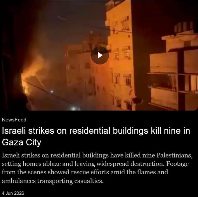 Blaze_SW19's tweet photo. Apartheid israeli strikes on residential buildings kill nine in Gaza City, during the ongoing US-backed genocide: https://t.co/90dj3WcqxN https://t.co/Qf9rYBE07j