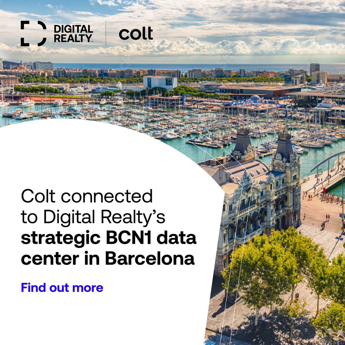 DigitalEMEA's tweet photo. With @Colt_Technology Services live as the first operator at BCN1 in Barcelona, customers gain day-one access to 400G-ready infrastructure linking submarine cables to Europe’s core markets. Thank you for the partnership.
 https://t.co/uIGRqCqXdf https://t.co/PoeTGqGbUe