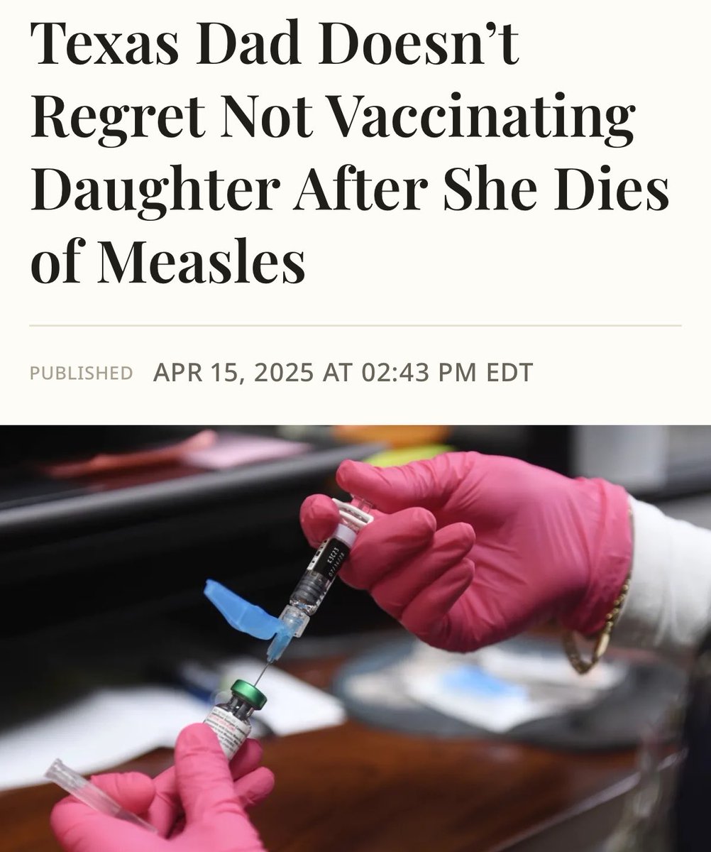 ZainabSana2622's tweet photo. Father of Daisy, the second little girl to die of measles in Texas, tells Robert F. Kennedy Jr- founded anti-vaccine group, Children's Health Defense, that he doesn't regret not getting her vaccinated, and won't vaccinate any future children. https://t.co/w4j9raJpUe