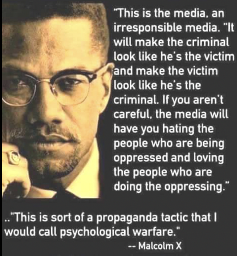 MJJJusticePrjct's tweet photo. "the #Media is an irresponsible media. It will make the criminal look like he's a victim and make the victim look like he is the criminal. If you aren't careful, the media will have you hating the people who are being oppressed and loving the people doing the oppressing." https://t.co/KFTboRj1BO
