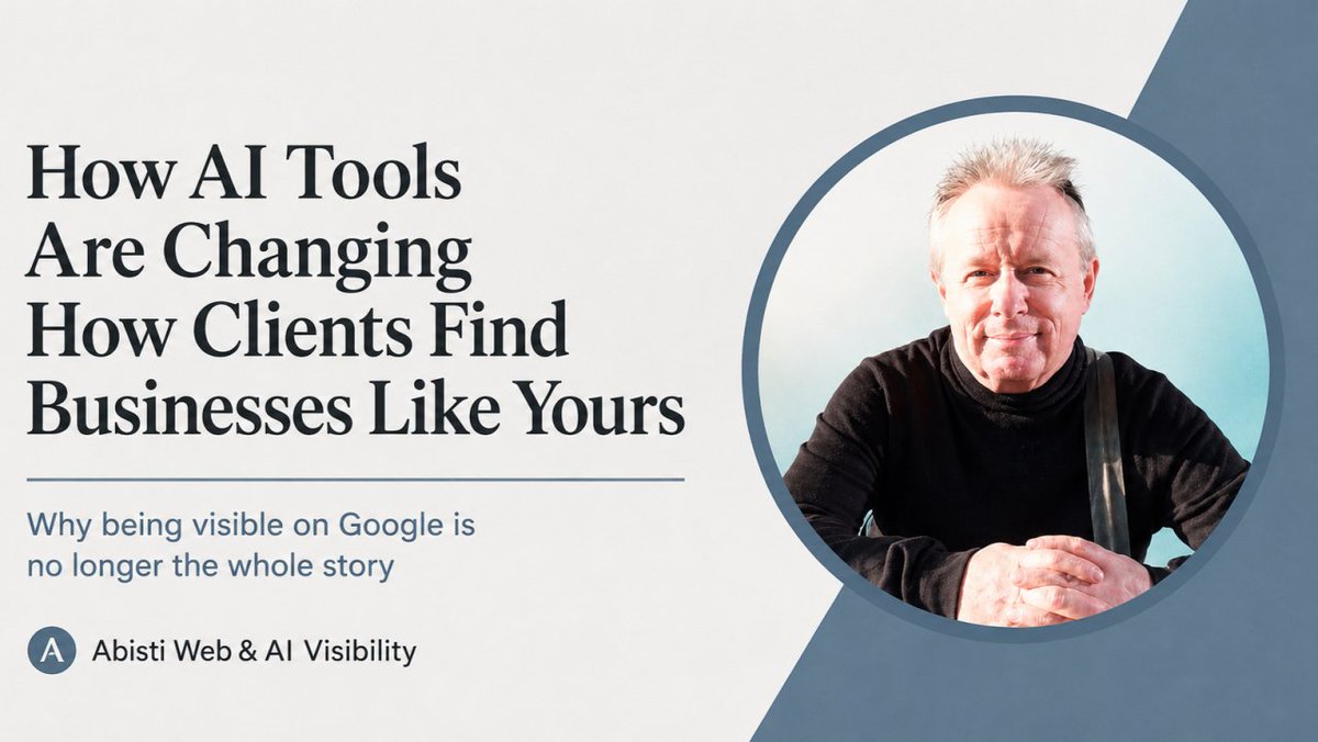 AbistiDesign's tweet photo. Google still matters, but it’s no longer the whole story.

More people are using AI tools to research, compare and choose businesses before they ever reach Google.

https://t.co/TKhIZo52s7

Contact: https://t.co/5mVuvyg3Bo

#AIVisibility #SEO #AISearch #DigitalMarketing https://t.co/9YhQeONqTL