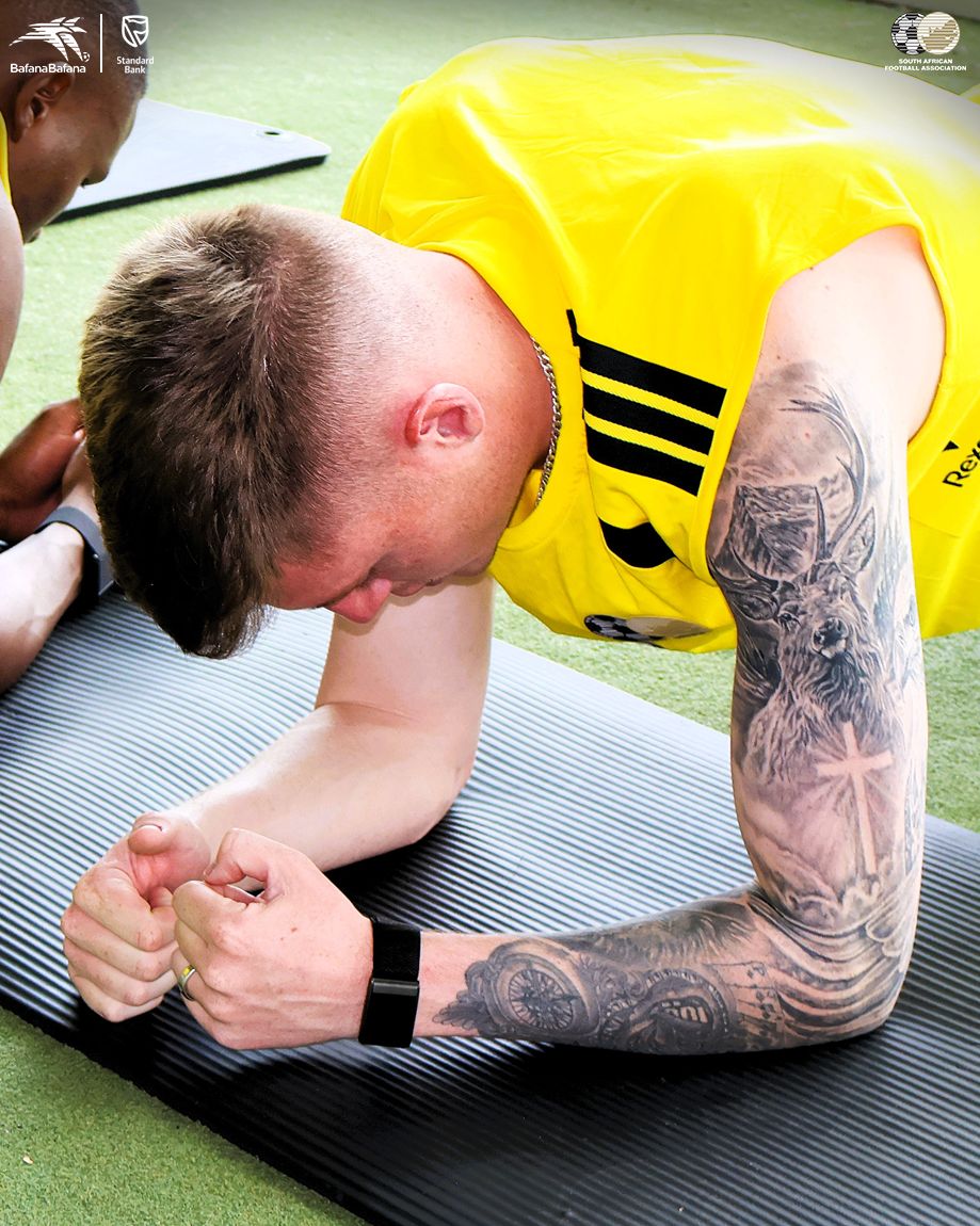 BafanaBafana's tweet photo. Adapting, building, and grinding. 🧱 The gym sessions in Pachuca are hitting different as we prep for what's ahead. Let’s go, Bafana Bafana! 🇿🇦🔥

​#BafanaPride
@adidasfootball @adidasza @rexona_sa @standardbankza @10betza @flysaa @castlelagersa @cocacolaza @SABC_Sport @nutritechfit @sociosdotcom @southernsungrp @honorAfrica