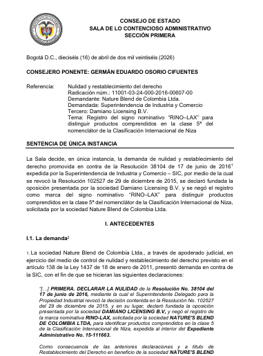 articulo20's tweet photo. SENTENCIA RECOMENDADA 🗣 

#Contencioso #Sociedades

Protección marcaria y salud pública: Consejo de Estado confirma negativa al registro de “Rino–LAX”

RAD: 11001-03-24-000-2016-00607-00 https://t.co/ncadth03sz