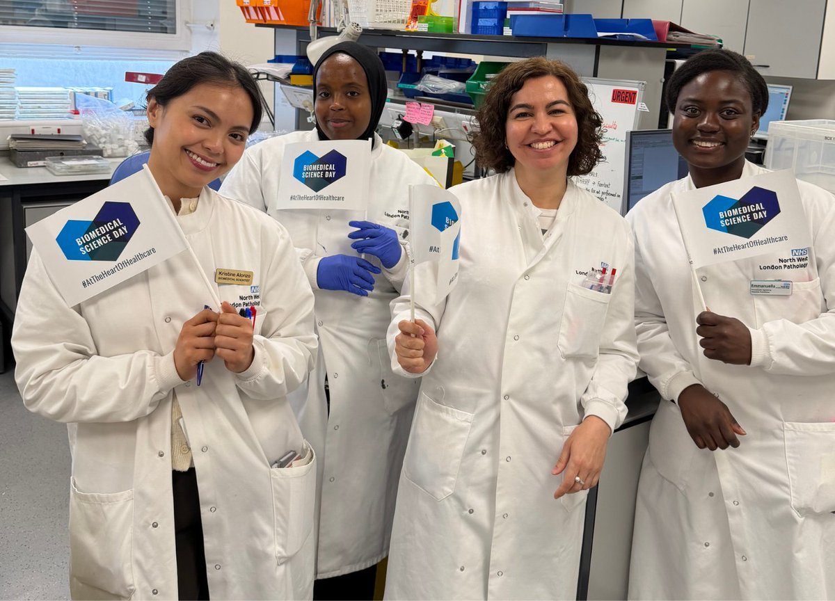 NwlPathology's tweet photo. Waving the flag for Biomedical Science Day 2026! 🚩🧫

Our incredible Biomedical Scientists came together today to celebrate the vital work they do behind the scenes, keeping patients at the heart of everything 💙 #BiomedicalScienceDay2026

#TeamNWLP 

@IBMScience @ImperialPeople https://t.co/4BuA9iLddk
