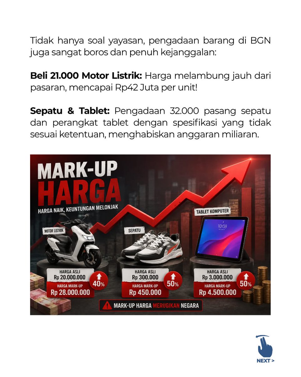 Metro_TV's tweet photo. Kejaksaan Agung resmi menetapkan mantan Kepala Badan Gizi Nasional (BGN), Dadan Hindayana, beserta dua mantan wakilnya sebagai tersangka kasus korupsi program Makan Bergizi Gratis (MBG). Mereka diduga memanipulasi pembentukan Yayasan Satuan Pelayanan Pemenuhan Gizi (SPPG) demi meloloskan verifikasi tidak sah dan mengeruk dana insentif miliaran rupiah per hari, serta melakukan pemborosan anggaran melalui pengadaan barang fiktif seperti motor listrik bermark-up tinggi, sepatu, dan tablet. Kasus ini juga menyoroti rekam jejak kontroversial Dadan, mulai dari klaim medis yang tidak ilmiah hingga rencana membuka program serupa di Jeddah saat pelaksanaan di dalam negeri masih berantakan.

#MakanBergiziGratis #DadanHindayana #KorupsiMBG #BadanGiziNasional