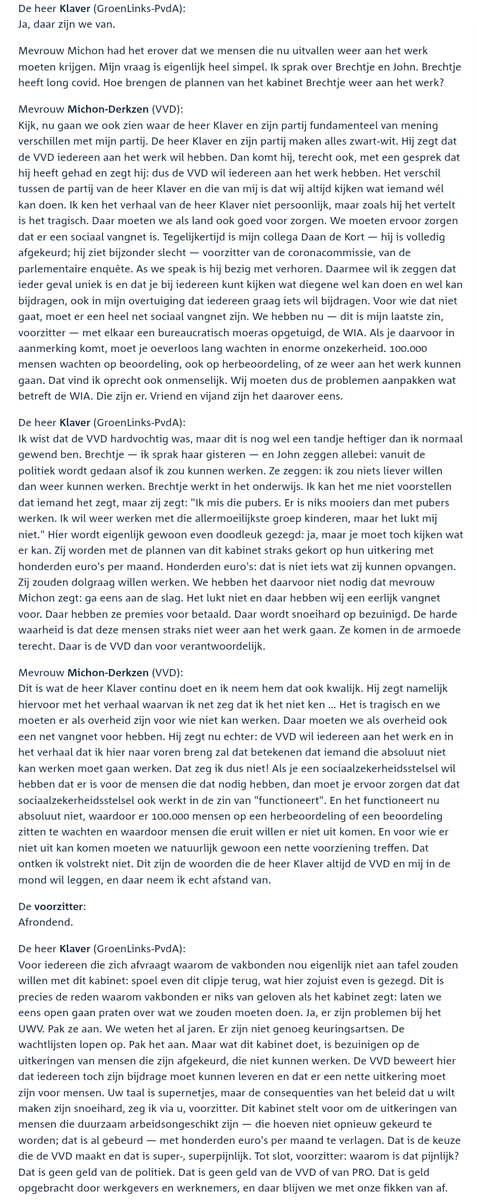 riendebock's tweet photo. Arbeidsongeschiktheid.

VVD op twitter: iedereen aan de slag.

VVD in debat: hoe durft @jesseklaver mij dat in de mond te leggen? Ik neem daar echt afstand van.

Kom er dan gewoon uit dat je arbeidsongeschikten bovenal beschouwt als potentiële fraudeurs en ze uit wilt knijpen.

O behalve de gehandicapte VVDer natuurlijk. Als hij 140k binnen kan halen met Kamerlidmaatschap, moeten andere mensen met totaal andere handicaps dat ook maar kunnen. 

Inleveren mensen, duizenden euro's per jaar. Want de VVD vindt dat iedereen aan de slag kan, ook jij met je terminale kanker, ernstige Long Covid of amputaties.