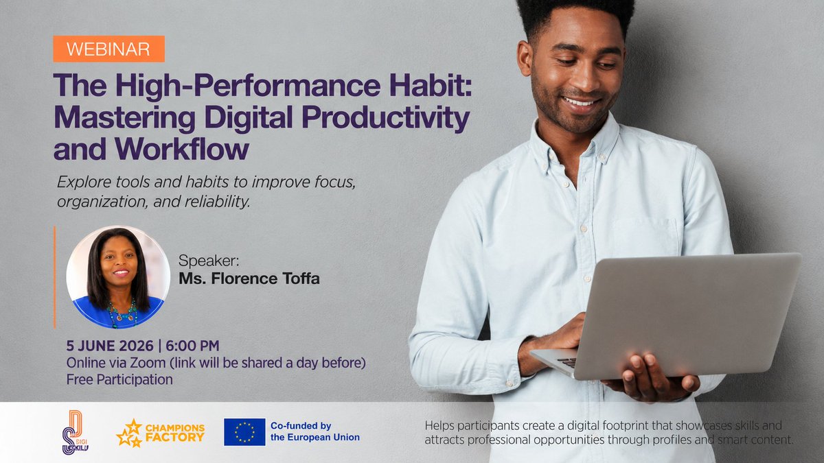 MobileWebGhana's tweet photo. How do high performers stay productive in a world full of distractions?

Find out with Ms. Florence Toffa, Director of Mobile Web Ghana, at our upcoming webinar on digital productivity and workflow.

June 5 | 6 PM GMT
Zoom | Free Participation
#DigitalProductivity #DigitalSkills https://t.co/Tfbcb4HWjO