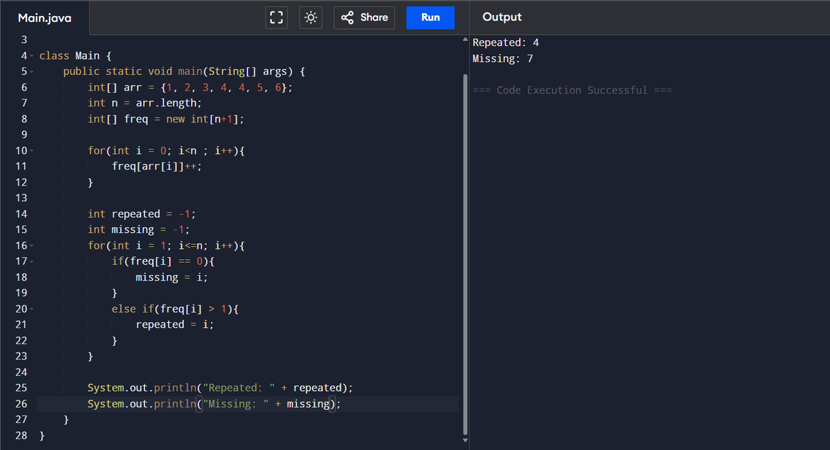its_madhesh's tweet photo. Successfully completed Day 4 of #SDESheetChallenge

Problems solved:
1. Find the duplicate values
2. Find the missing and repeated value
3. Count inversions in an array

#consistency #coding #codinginpublic #dsa #computerscience

@striver_79 @takeUforward_ https://t.co/iJP4tgYeTD
